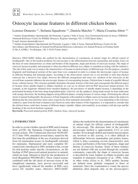 Osteocyte lacunae features in different chicken bones - ResearchGate