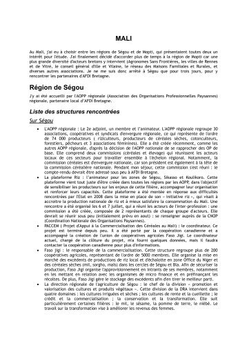 PACCEM ( Projet d'Appui à la Commercialisation - on-mali.org