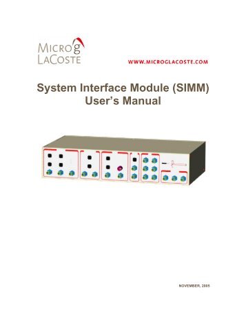 System Interface Module (SIMM) User's Manual - Micro-g LaCoste ...