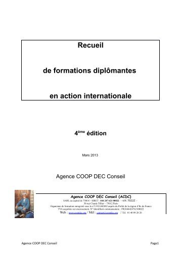 Répertoire des formations supérieures sur l'action internationale