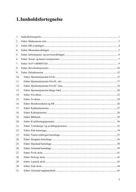 Enheter 2. kvartal 2011 - Grimstad kommune