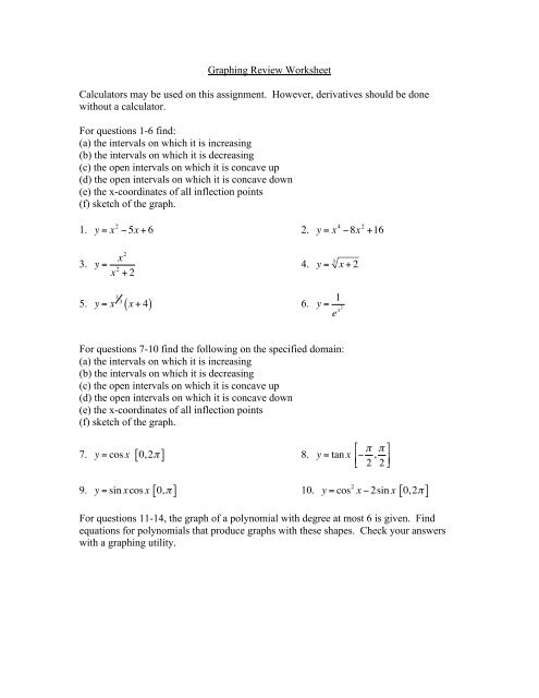 Graphing Review Worksheet
