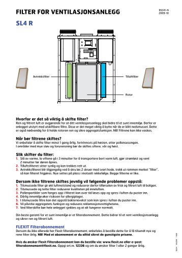 SL4 R FILTER FOR VENTILASJONSANLEGG