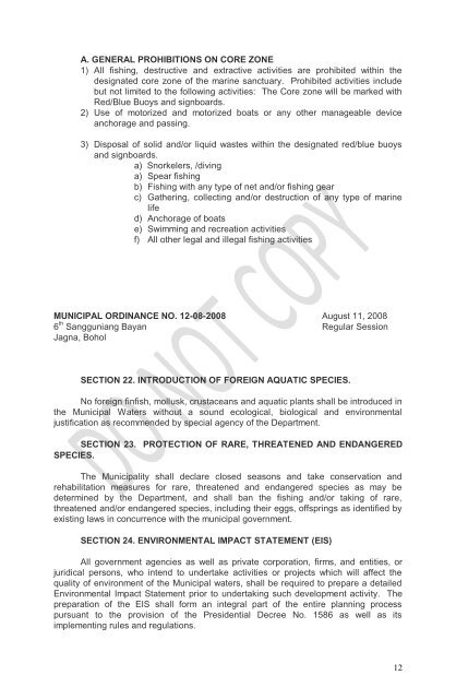 Jagna Modified Fishery Code of 2008