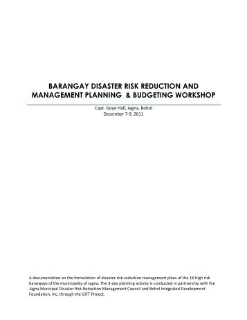 barangay disaster risk reduction and management planning ... - Jagna