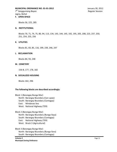 New Approved Jagna Zoning Ordinance