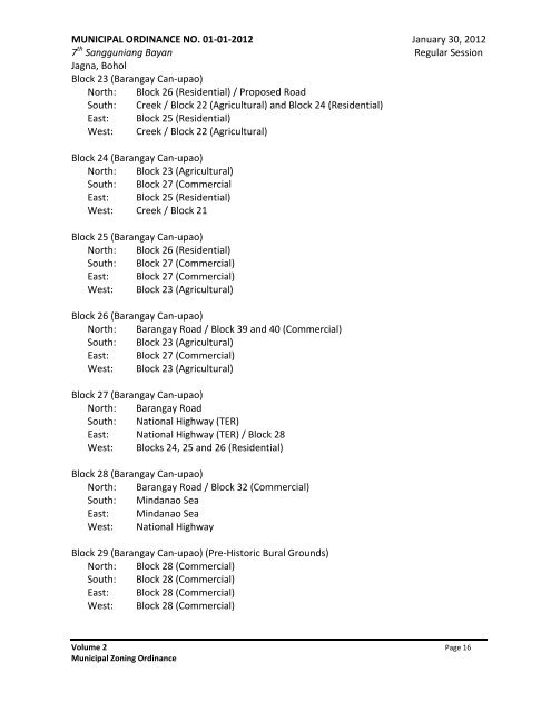 New Approved Jagna Zoning Ordinance