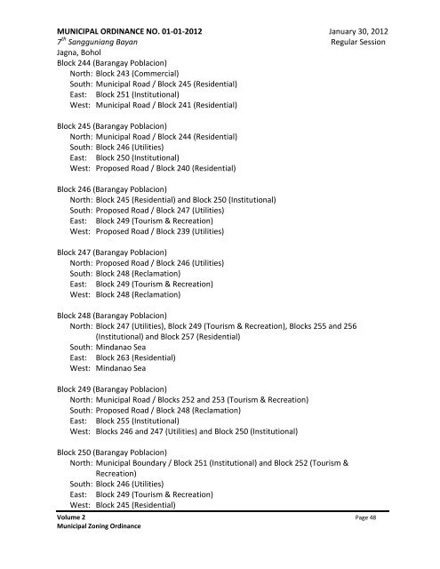 New Approved Jagna Zoning Ordinance