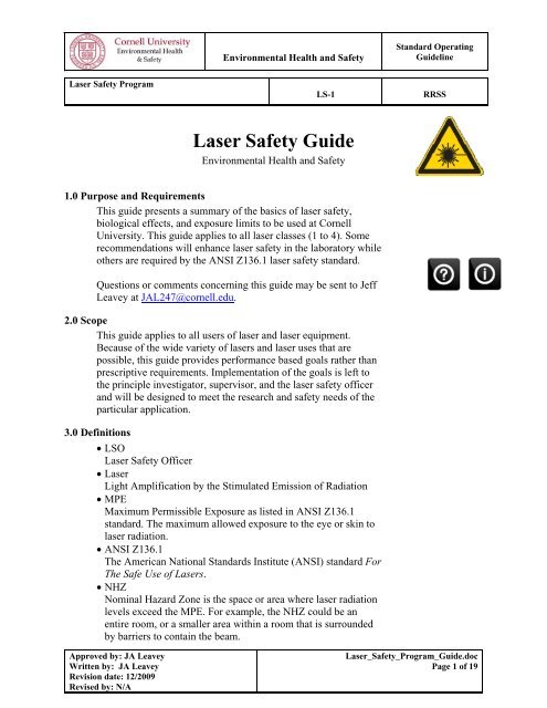 Laser Safety Guide - Environmental Health &amp; Safety - Cornell ...