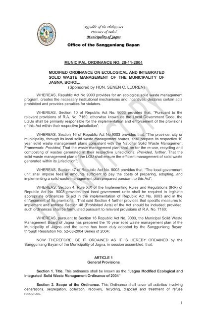 Modified Ordinance On Integrated Ecological Solid 46 OFF