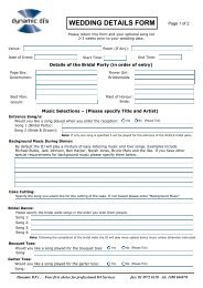 Visio-Wedding Details Form.vsd - Dynamic DJs