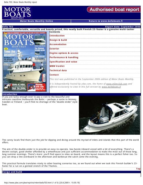 Bella 703: Motor Boats Monthly report - Gea Marine