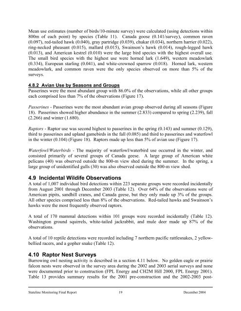 Stateline Wind Project Wildlife Monitoring Final Report - WEST, Inc.