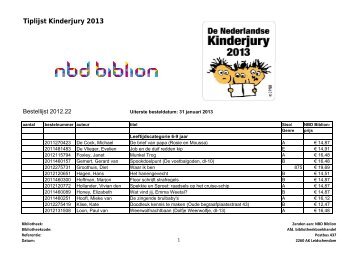 Tiplijst Kinderjury 2013 - NBD Biblion