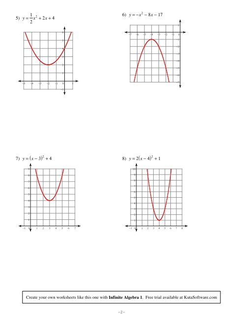 Graphing Quadratics Worksheet Answers