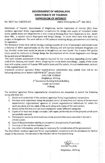 Expression of Interest (EOI) - Meghalaya