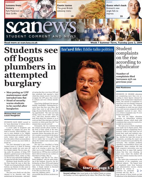 Students see off bogus plumbers in attempted burglary - Scan - Lusu