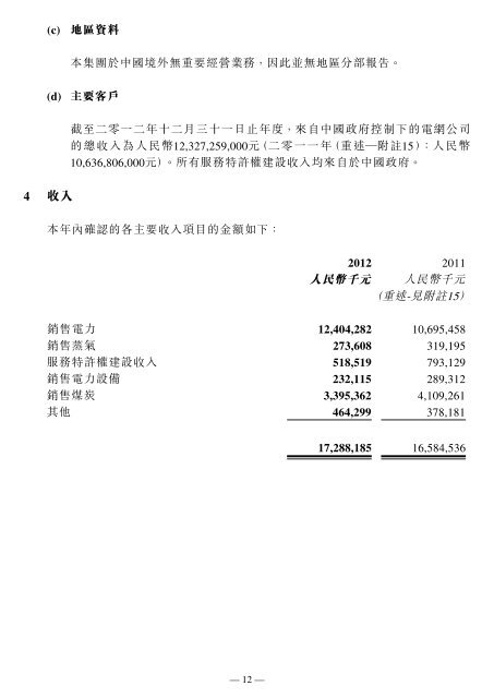 截至二零一二年十二月三十一日止之年度業績公佈 - 龙源电力集团股份 ...