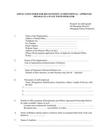 Application Form for Recognition as Provisional ... - Meghalaya