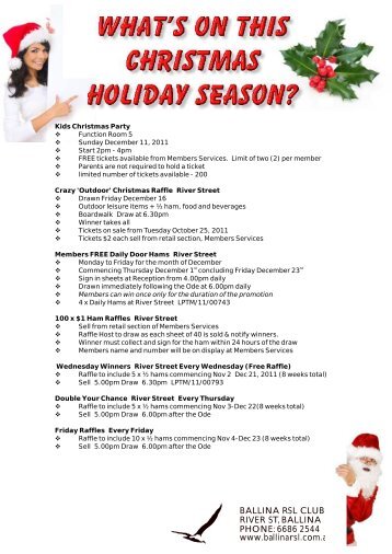 BRSL2978 Christmas Flyer - Ballina RSL Club