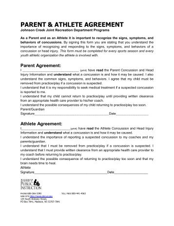 PARENT & ATHLETE AGREEMENT - Johnson Creek Public Schools