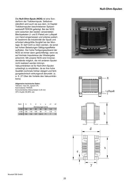 Produktinformationen und Preise Stand ... - Mundorf EB GmbH