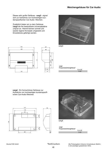 Produktinformationen und Preise Stand ... - Mundorf EB GmbH