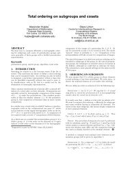 Total ordering on subgroups and cosets - Centre for Interdisciplinary ...