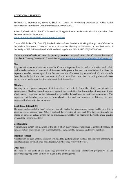 Unit Eight: Principles of Critical Appraisal - Cochrane Public Health ...
