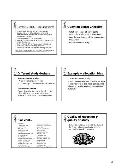 Unit Eight: Principles of Critical Appraisal - Cochrane Public Health ...