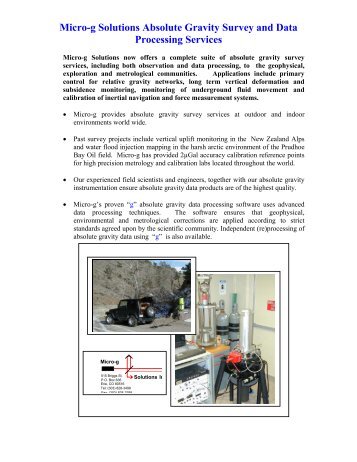 Micro-g Solutions Survey Services - Micro-g LaCoste Gravity Meters