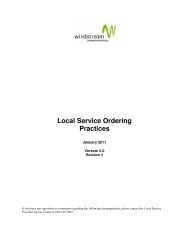 Local Service Ordering Practices - Windstream Business Wholesale