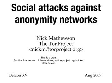 Nick Mathewson The Tor Project  - dc414