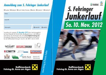 5. Fehringer Junkerlauf Anmeldung zum 5. Fehringer Junkerlauf