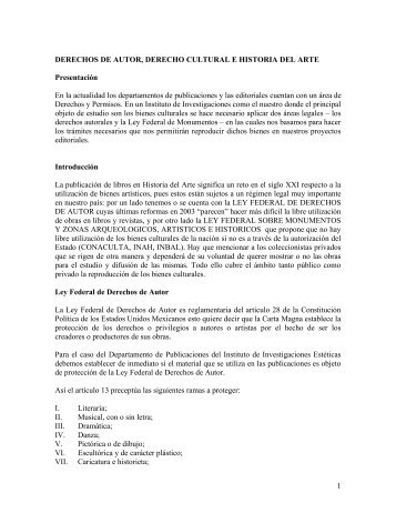 Derechos de autor, derecho cultural e historia del arte - Instituto de ...