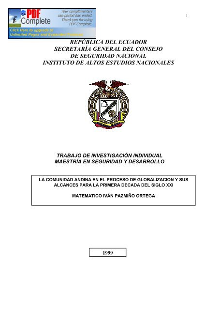 repÃºblica del ecuador - Repositorio Digital IAEN - Instituto de Altos ...