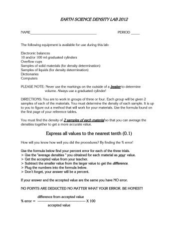 Determination of Density Lab