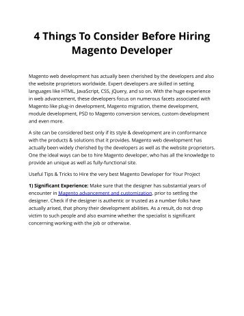 4 Things To Consider Before Hiring Magento Developer