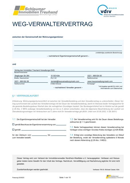 Informationsmaterial WEG-Verwaltung