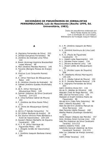 Dicionário de Pseudônimos de Jornalistas Pernambucanos