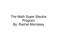 The Math Super Sleuths Program By: Rachel Morrissey