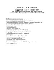 2011-2012 A. L. Burruss Suggested School Supply List