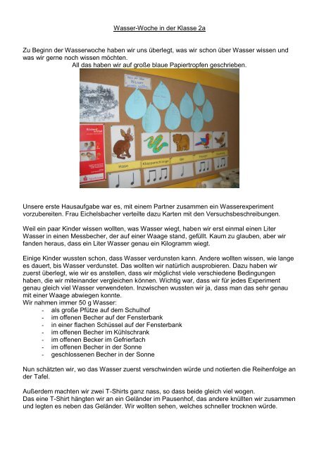 Wasser-Woche in der Klasse 2a