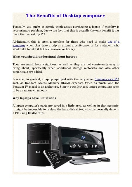 The Benefits Of Desktop Computer