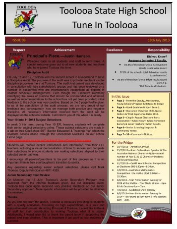 Newsletter 8 - 18th July 2013 - Toolooa State High School