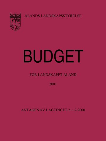 FÖR LANDSKAPET ÅLAND 2001 ANTAGENAV LAGTINGET 21.12 ...