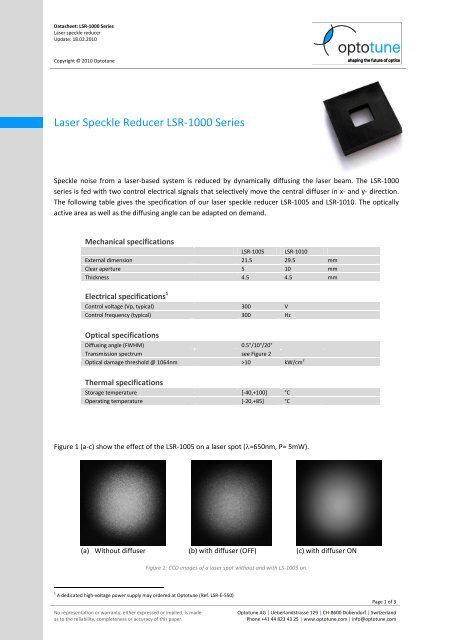 Laser Speckle Reducer LSR-1000 Series