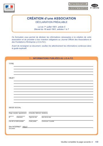 Formulaire de crÃ©ation d'une association (format PDF - 516,64 ko )