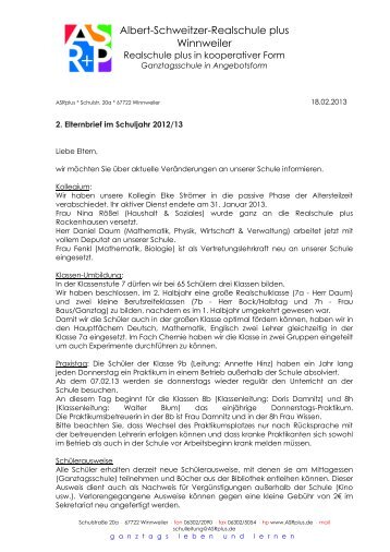 2. Elternbrief 2012/2013 - Albert-Schweitzer-Realschule plus