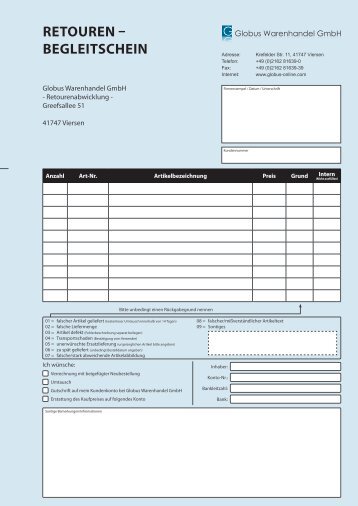 RetouReN â€“ BeGleItscheIN - Globus Warenhandel GmbH